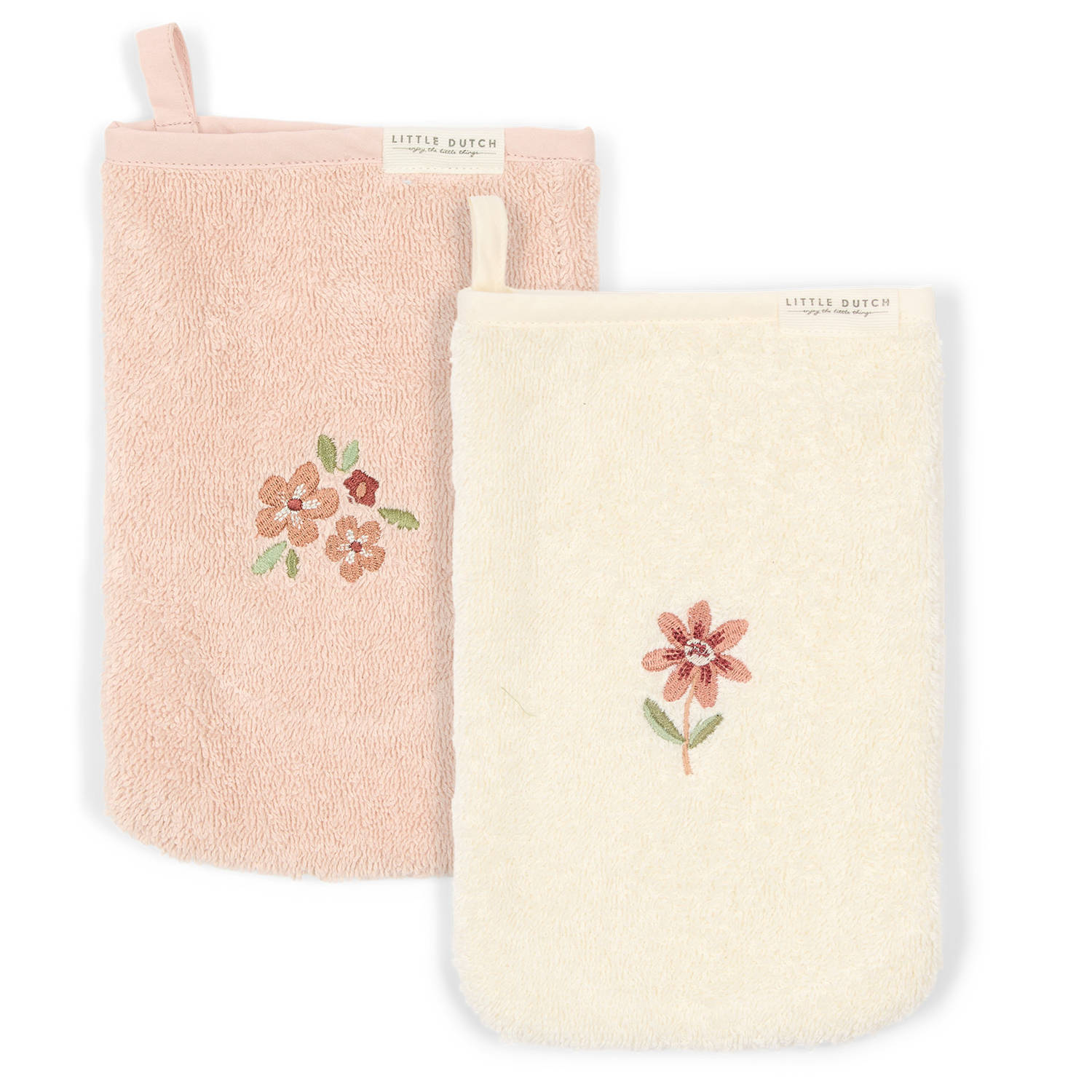Little Dutch washandje set van 2 geborduurd Fairy Garden