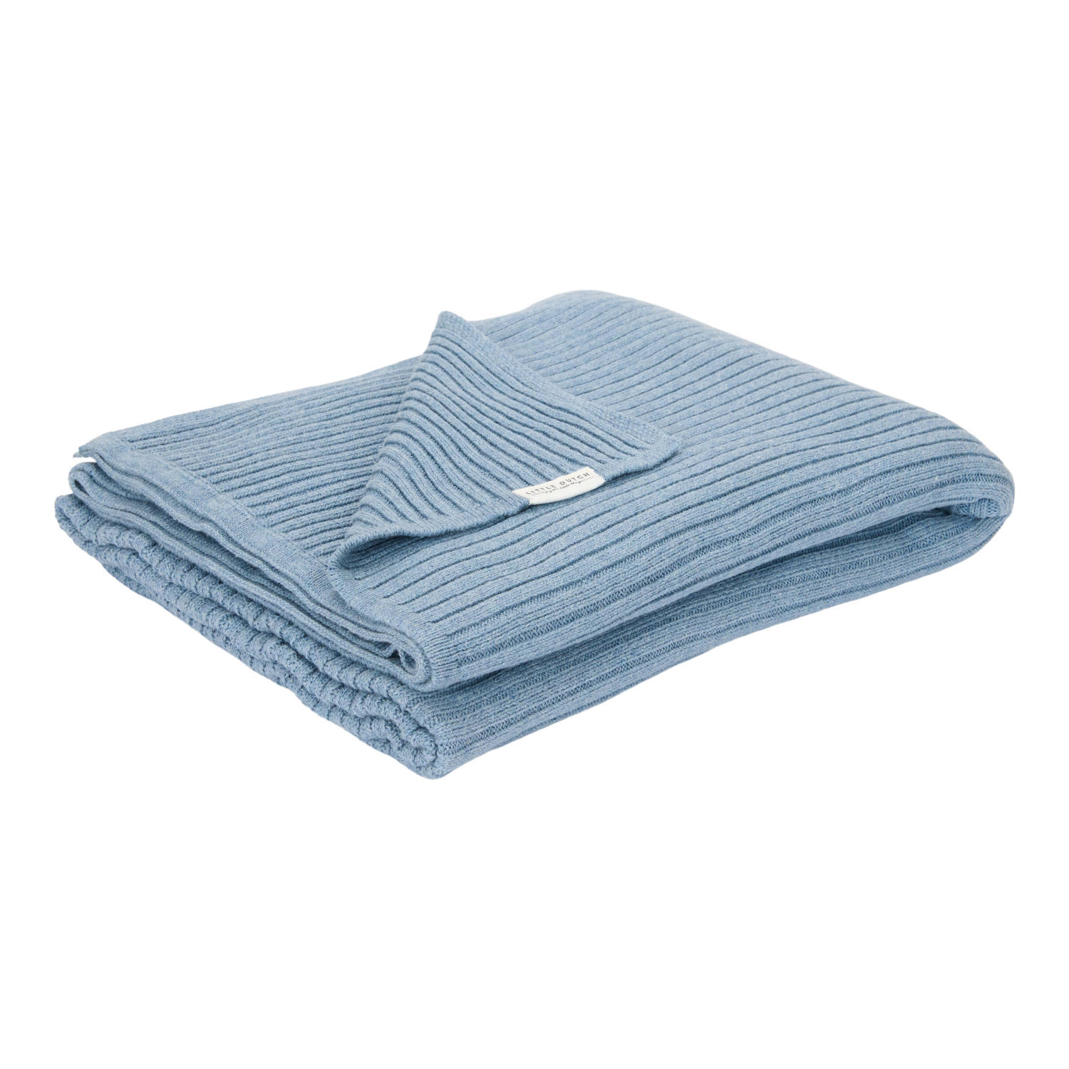 Little Dutch gebreide ledikantdeken Pure Denim Blue