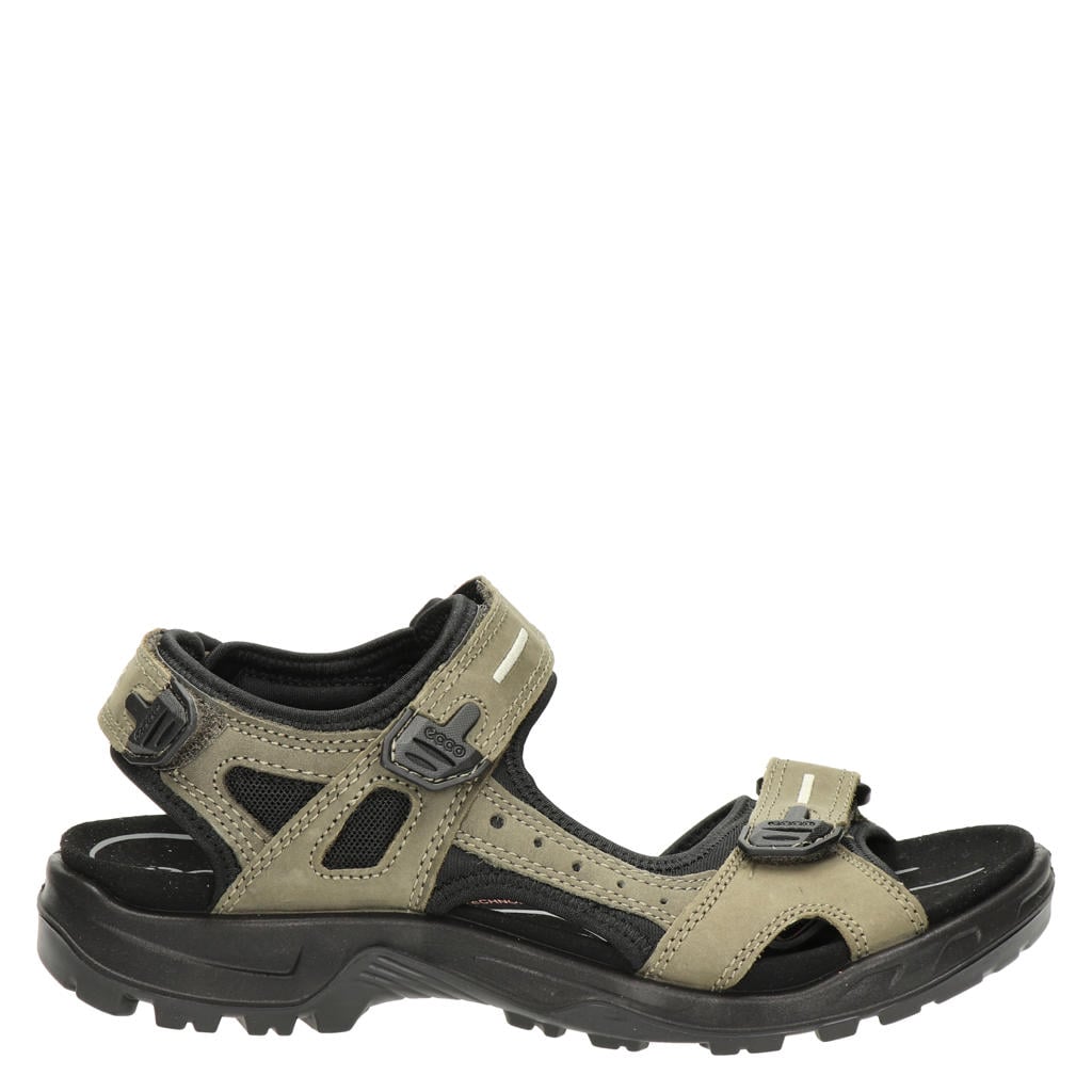 Taupe heren Ecco nubuck sandalen met klittenband