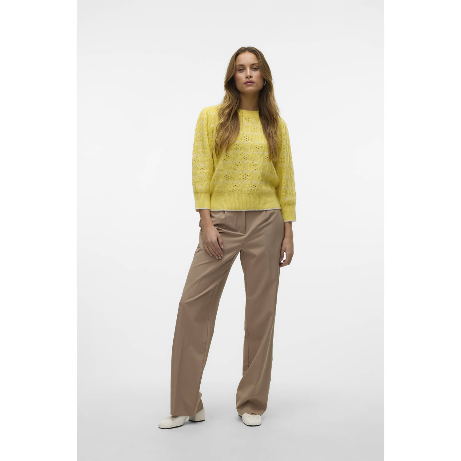 VERO MODA high waist broek VMRAYA taupe