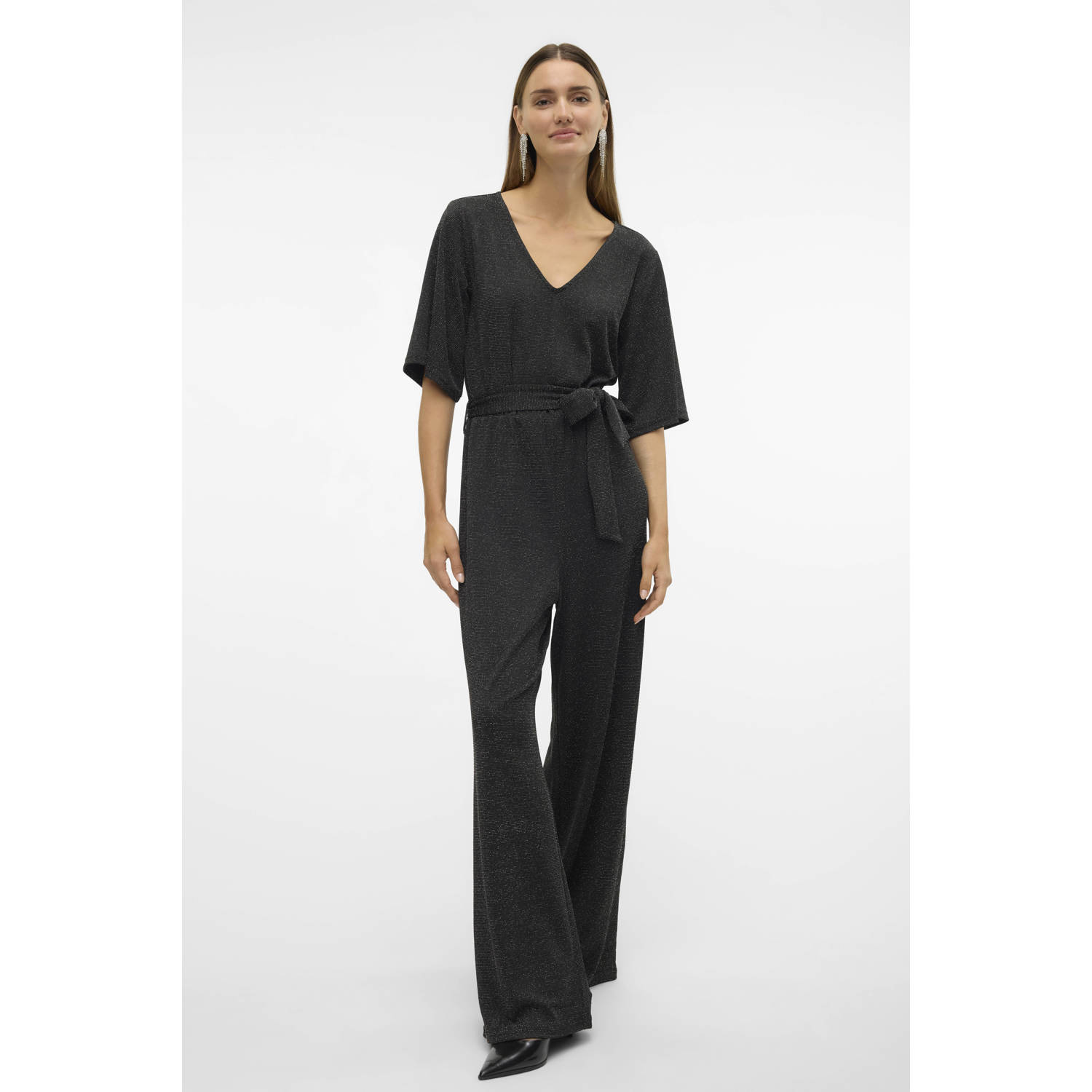Vero Moda Glitter Jumpsuit Zwart Zilver Lurex Black Dames