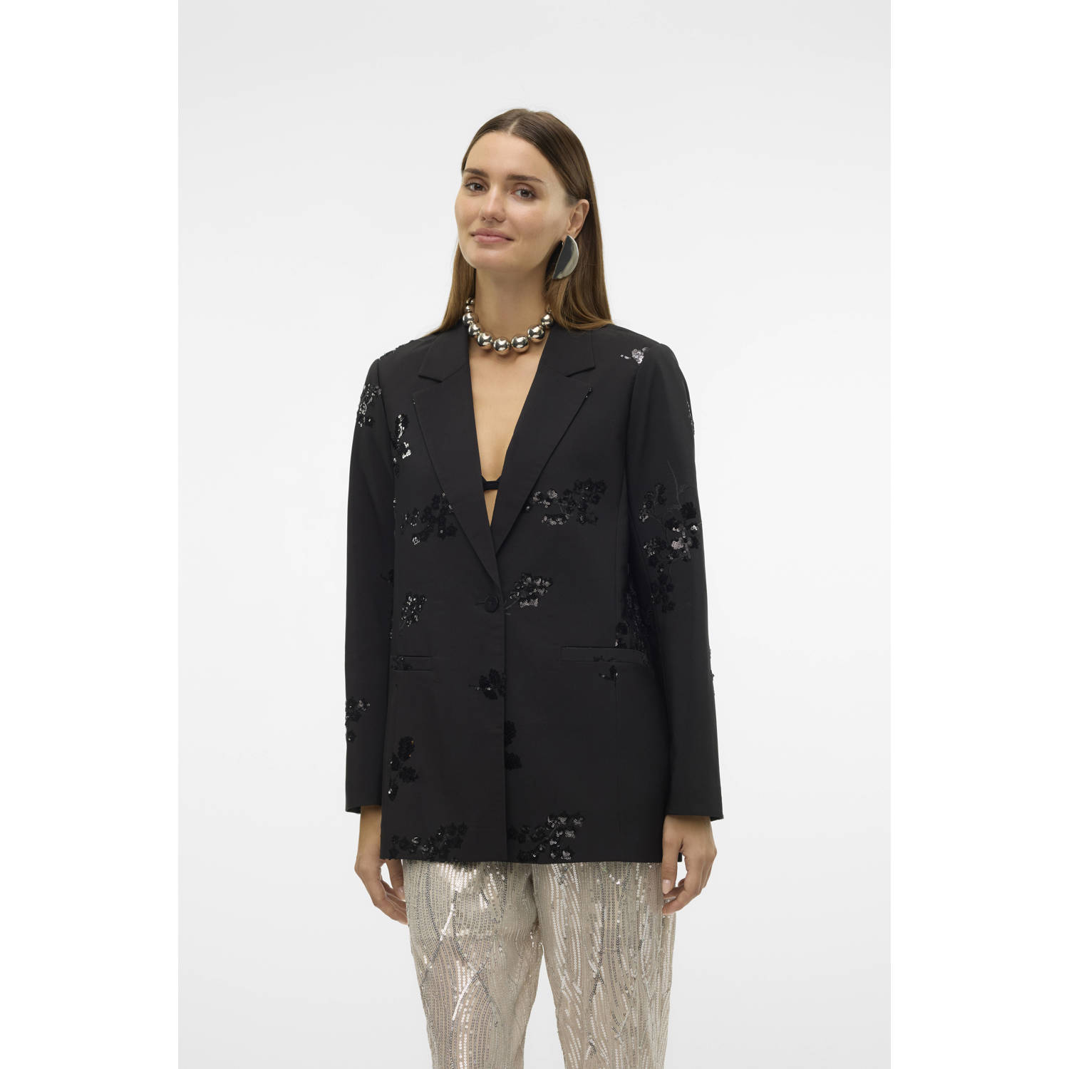 Vero Moda Versierde Losse Blazer in Zwart Black Dames