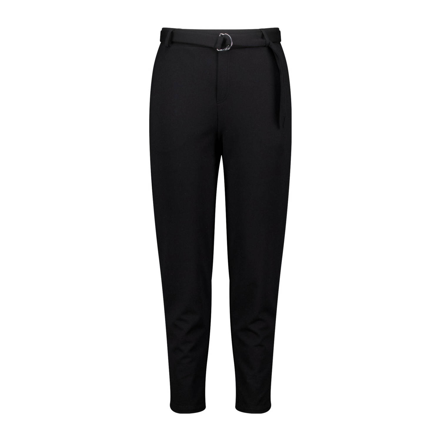 MS Mode regular fit broek met krijtstreep zwart