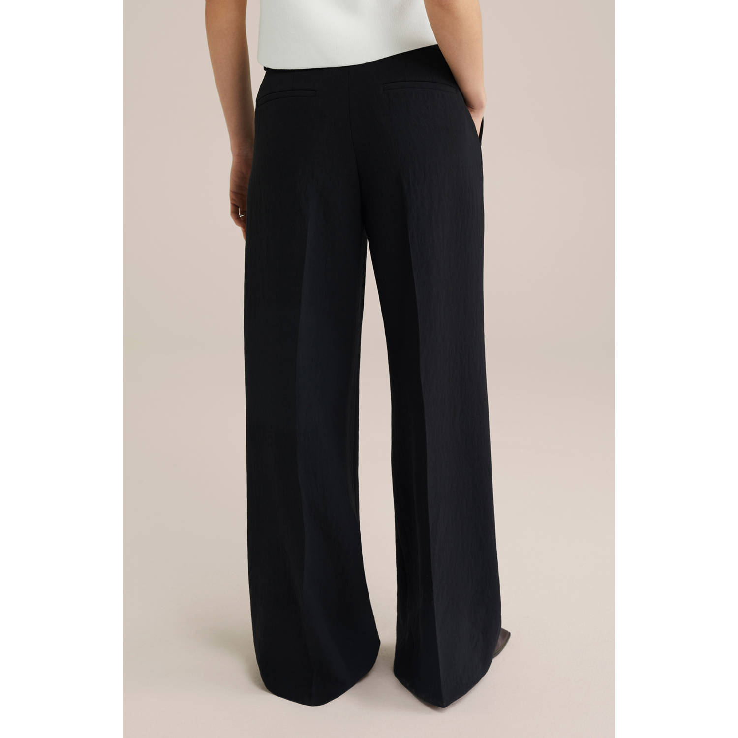 WE Fashion WE STUDIO high waist wide leg pantalon zwart