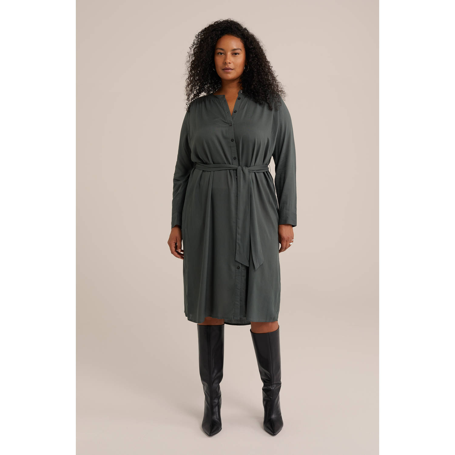 WE Fashion Curve blousejurk groen
