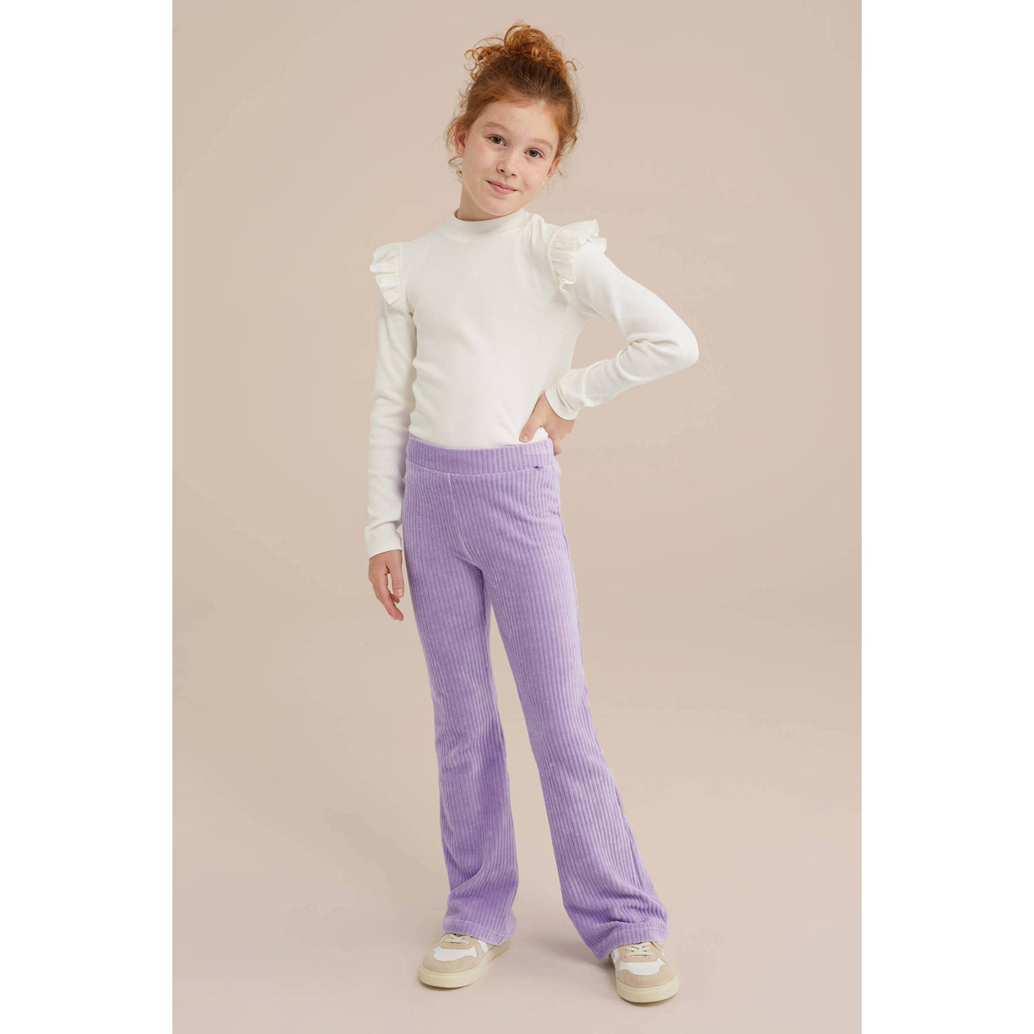 WE Fashion longsleeve met ruches set van 2 zwart wit