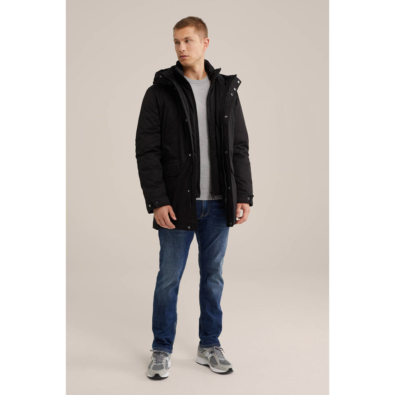 WE Fashion gewatteerde winterjas zwart
