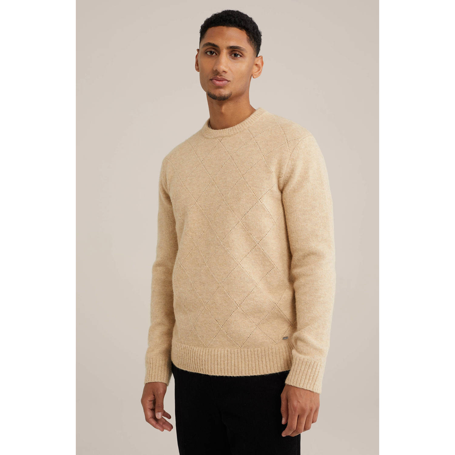 Van Gils wollen gebreide trui beige