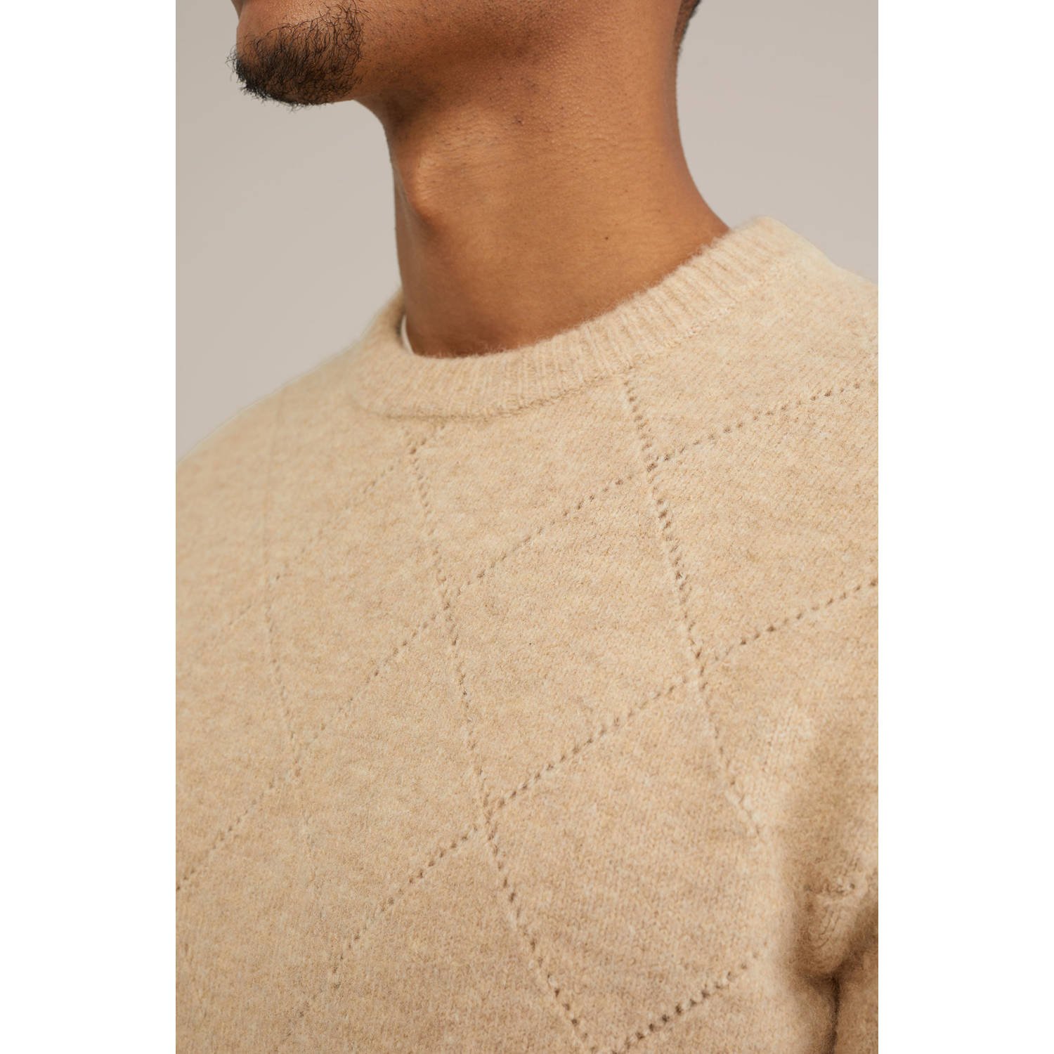 Van Gils wollen gebreide trui beige