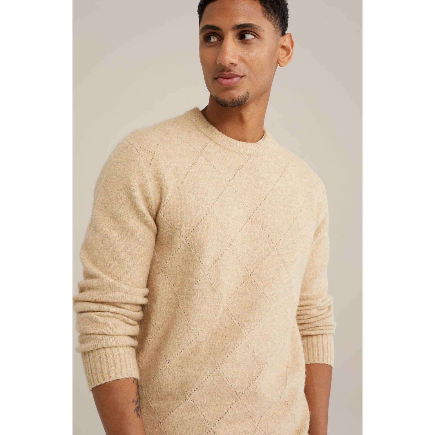 Van Gils wollen gebreide trui beige