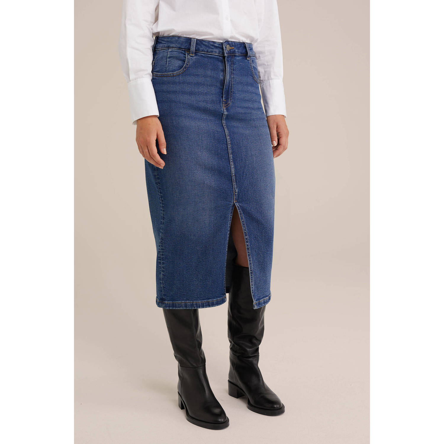 WE Fashion Blue Ridge denim spijkerrok medium blue denim