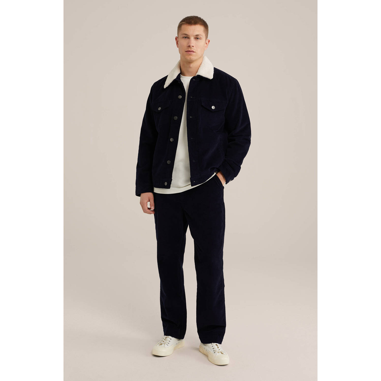 WE Fashion corduroy winterjas heavy blue