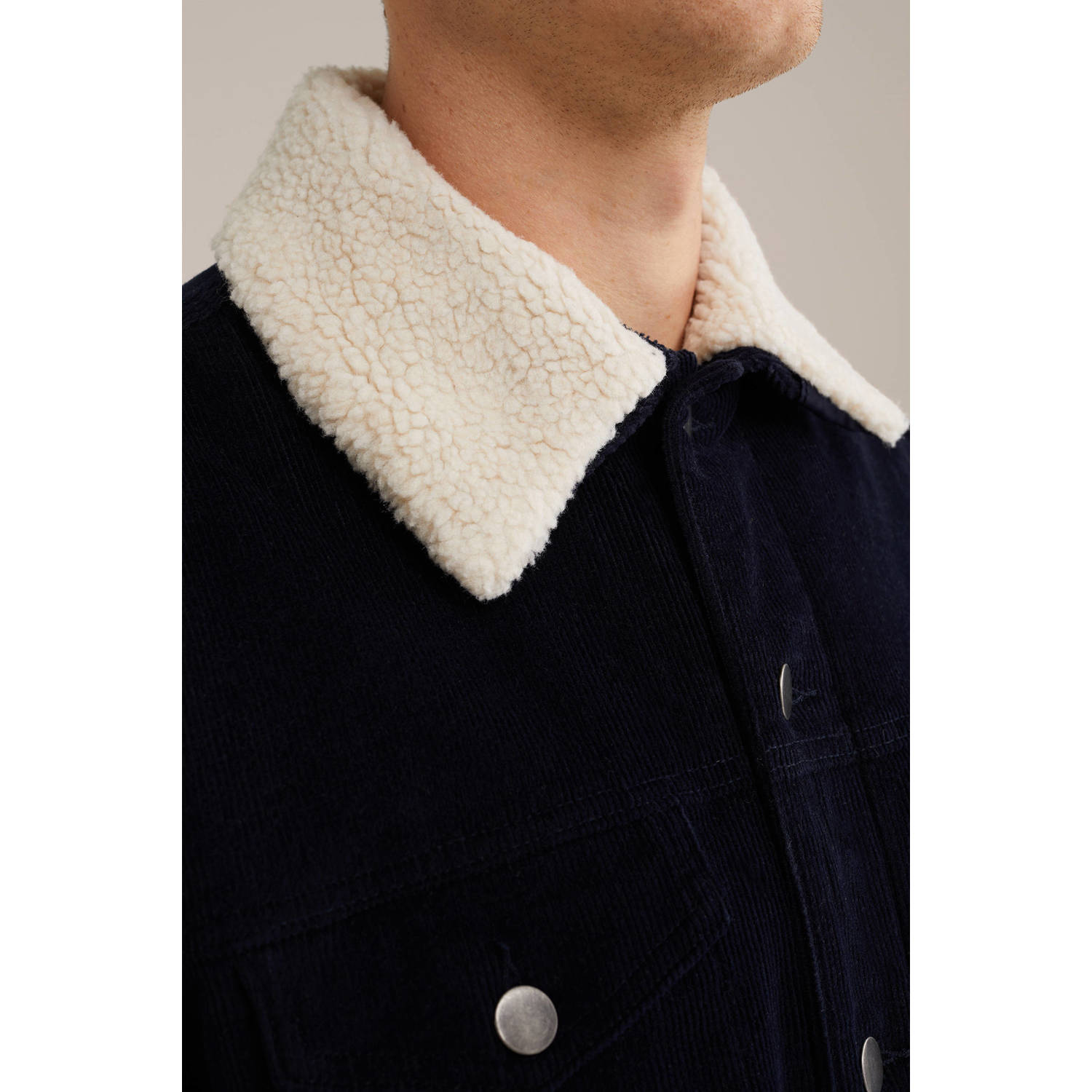 WE Fashion corduroy winterjas heavy blue