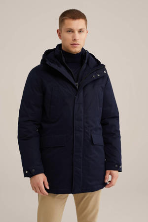 gewatteerde winterjas donkerblauw