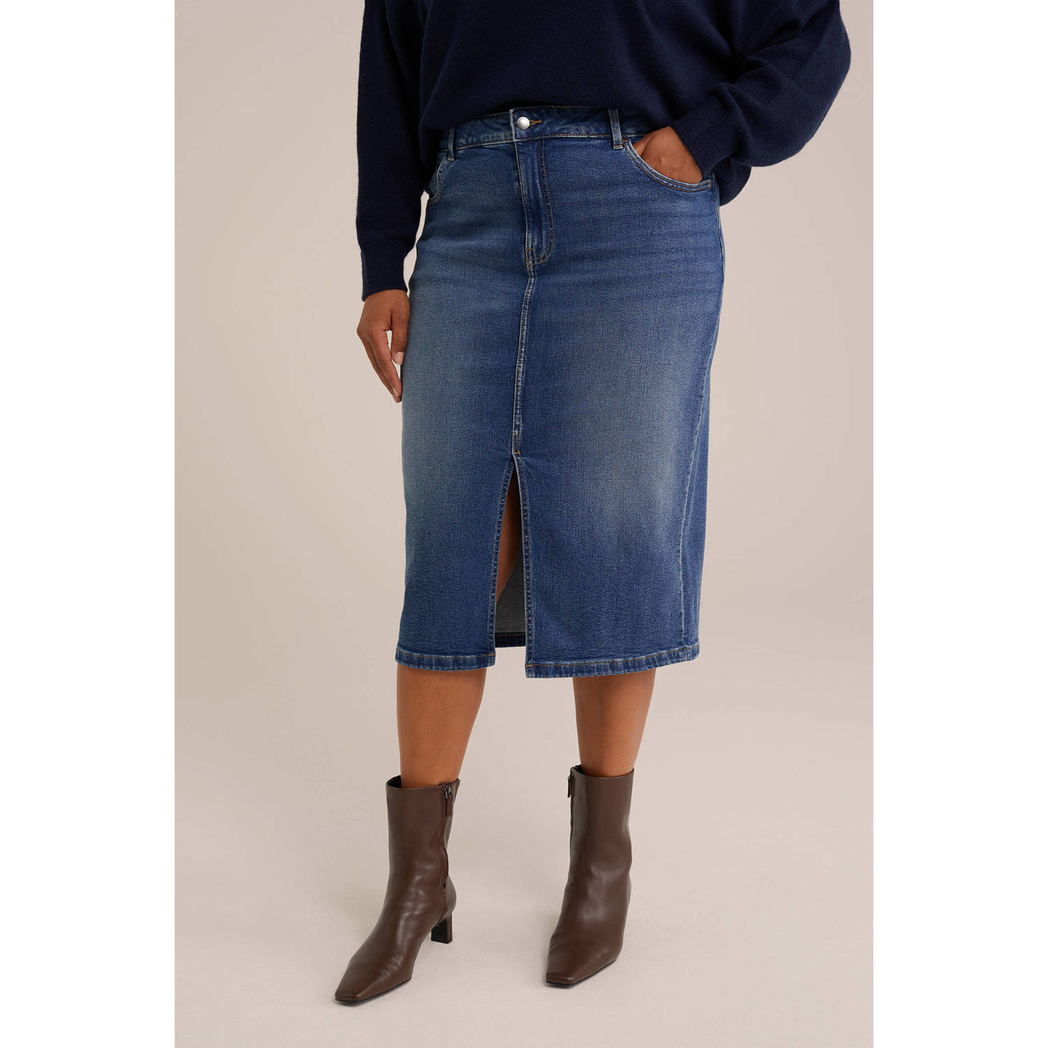 WE Fashion Blue Ridge denim spijkerrok medium blue denim