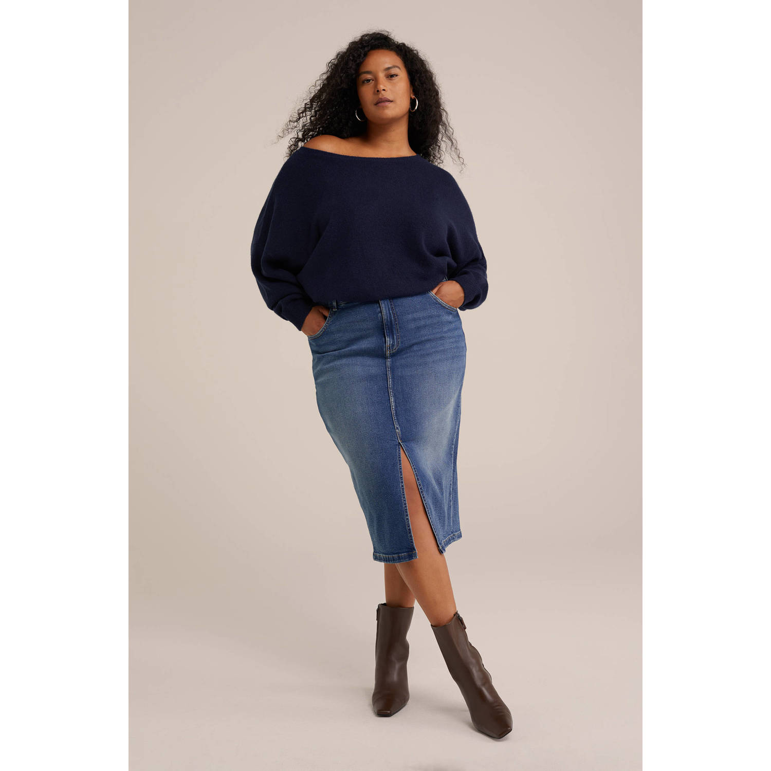 WE Fashion Blue Ridge denim spijkerrok medium blue denim