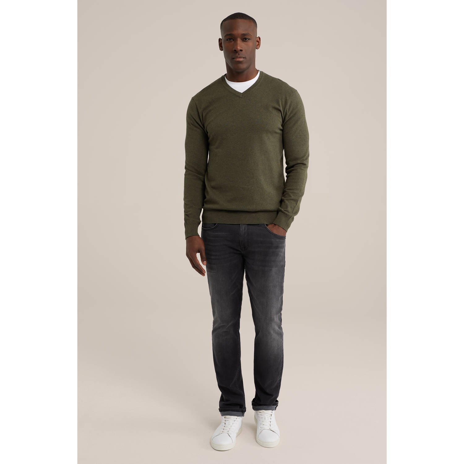 WE Fashion WE Fundamentals gebreide trui donkergroen