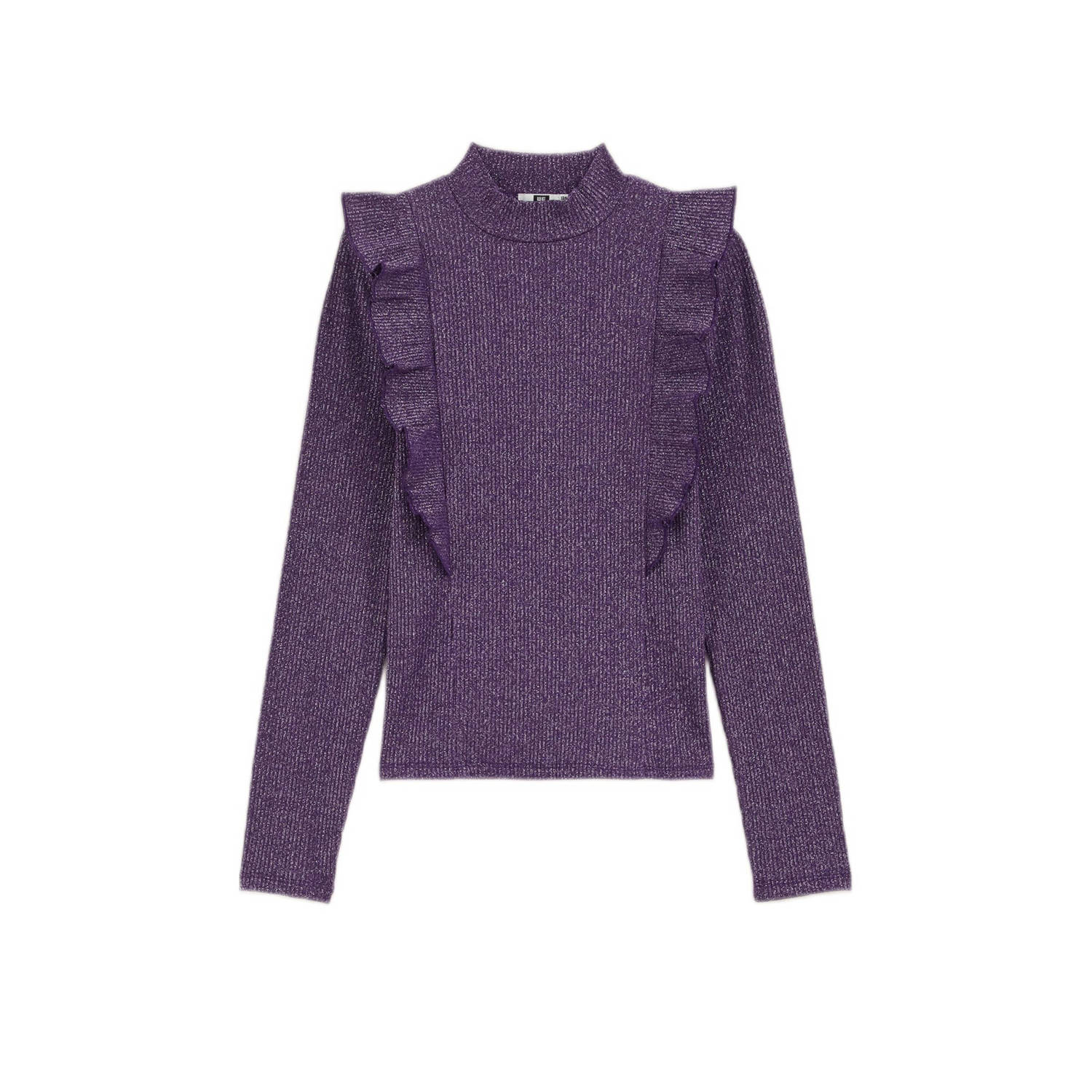 WE Fashion gebreide trui donkerpaars glitter