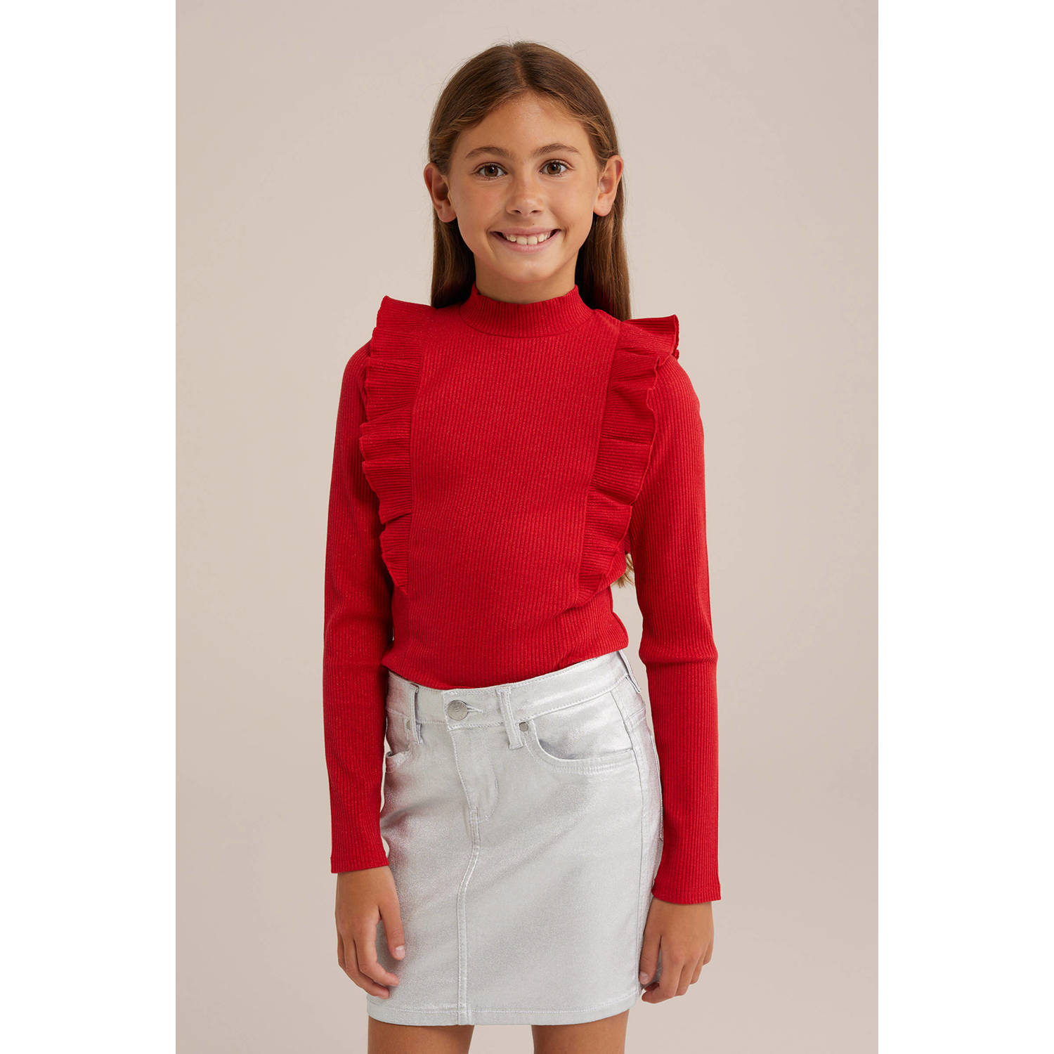 WE Fashion gebreide trui rood