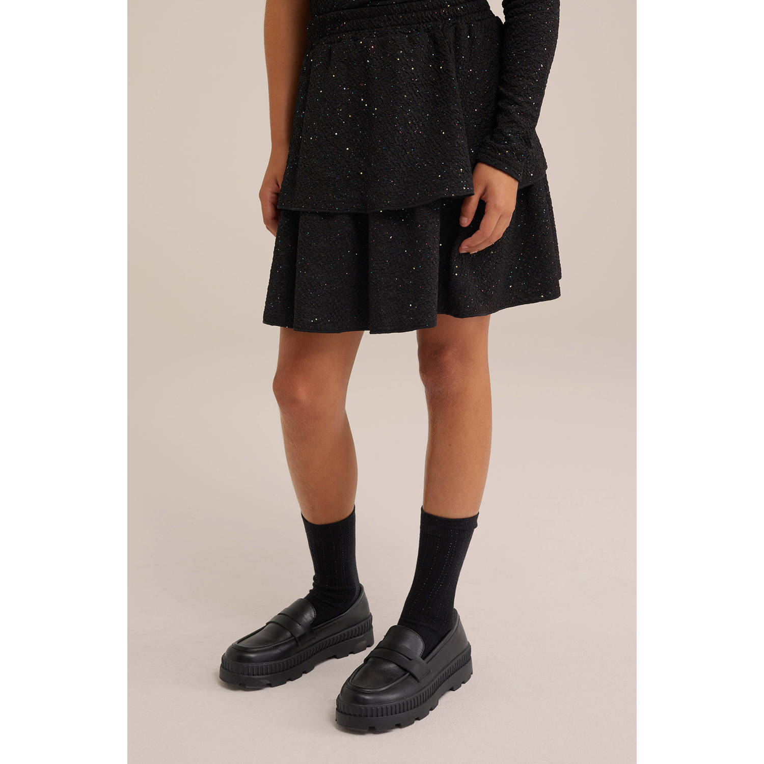 WE Fashion strokenrok glitter zwart