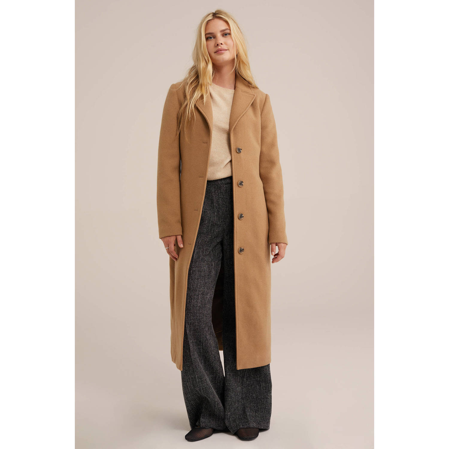 WE Fashion jas met wol camel