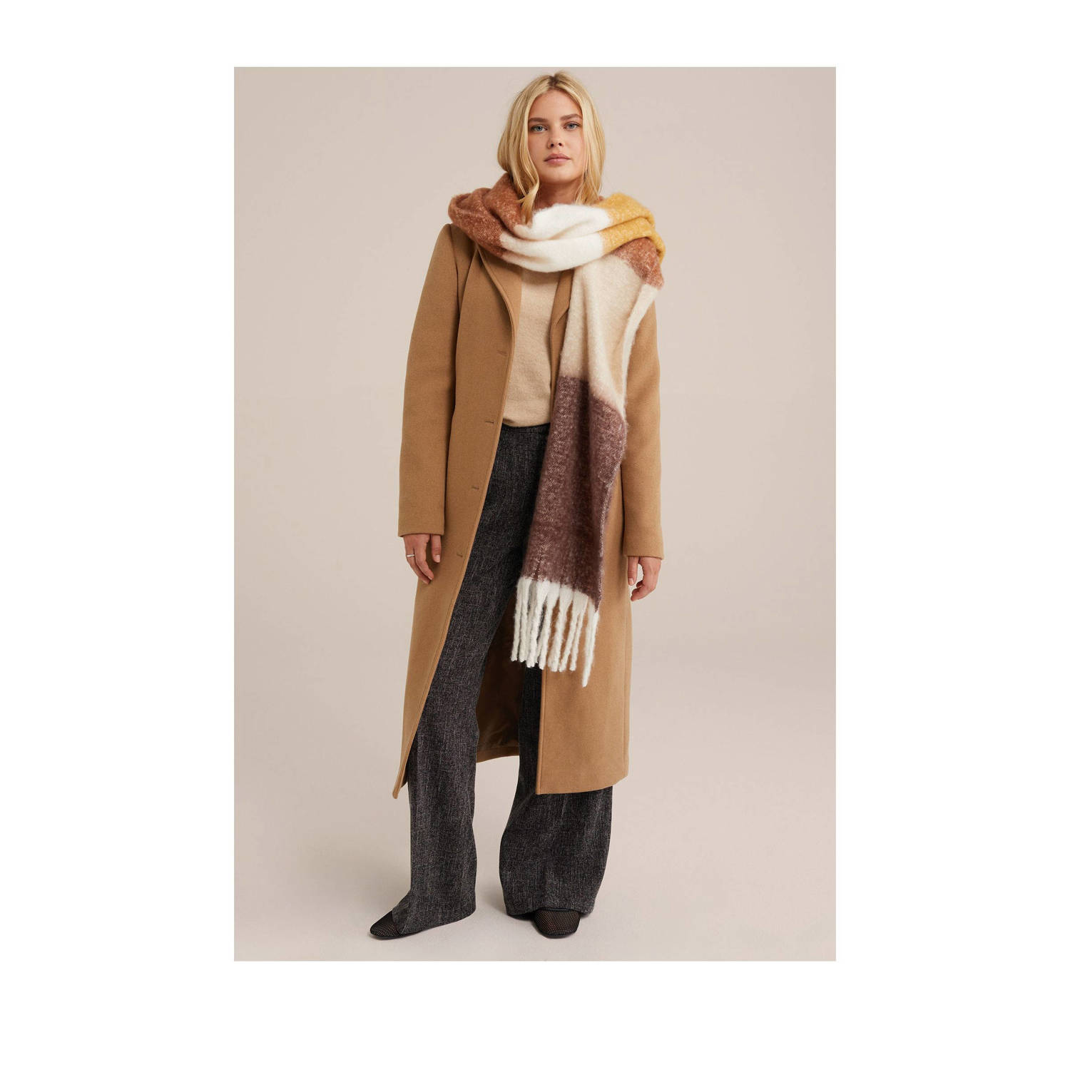 WE Fashion jas met wol camel