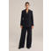 WE STUDIO rechtvallende blazer met wol en krijtstreep donkerblauw