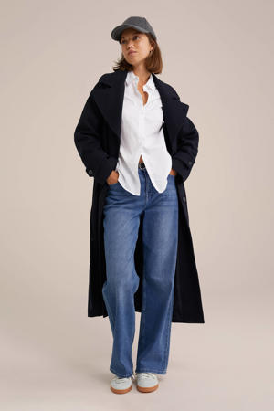 jas met wol donkerblauw