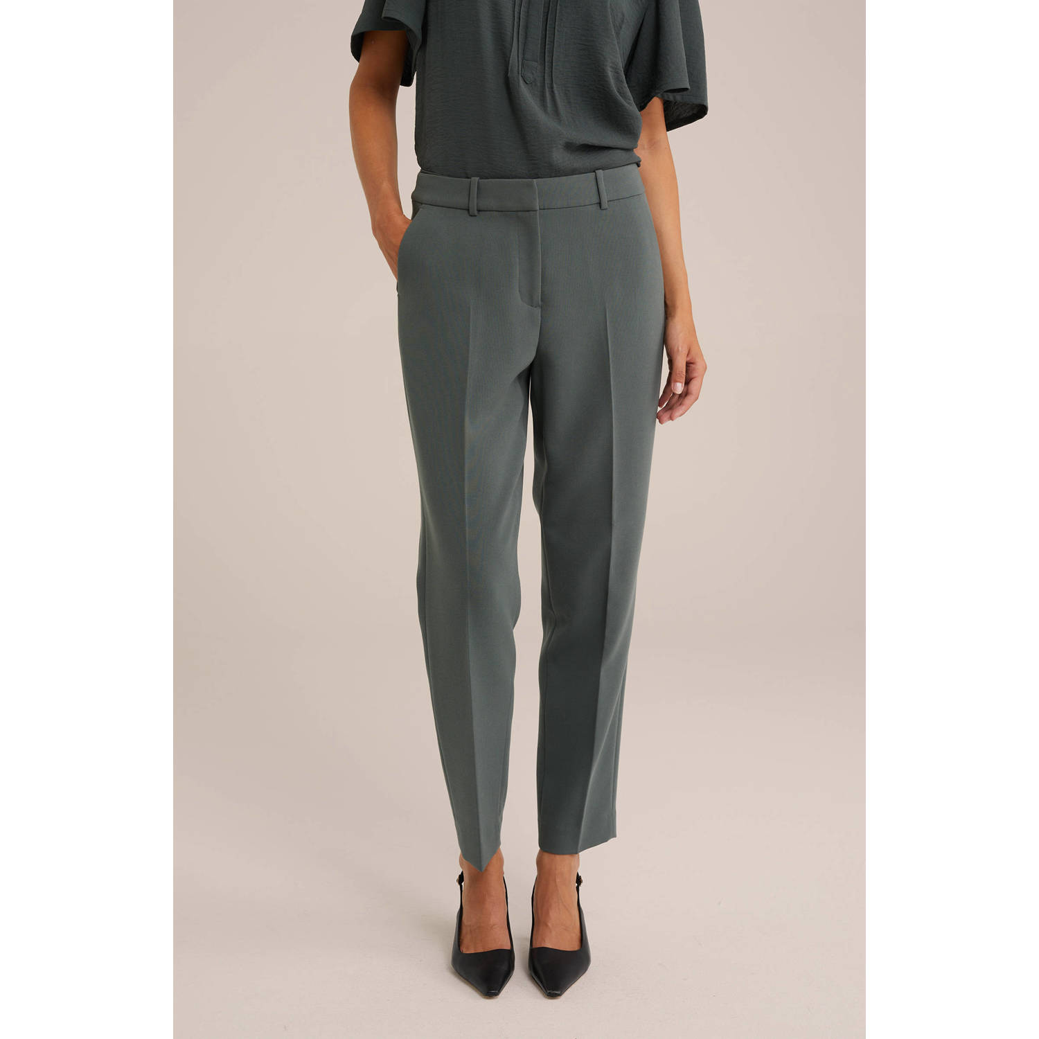 WE Fashion pantalon donkergroen