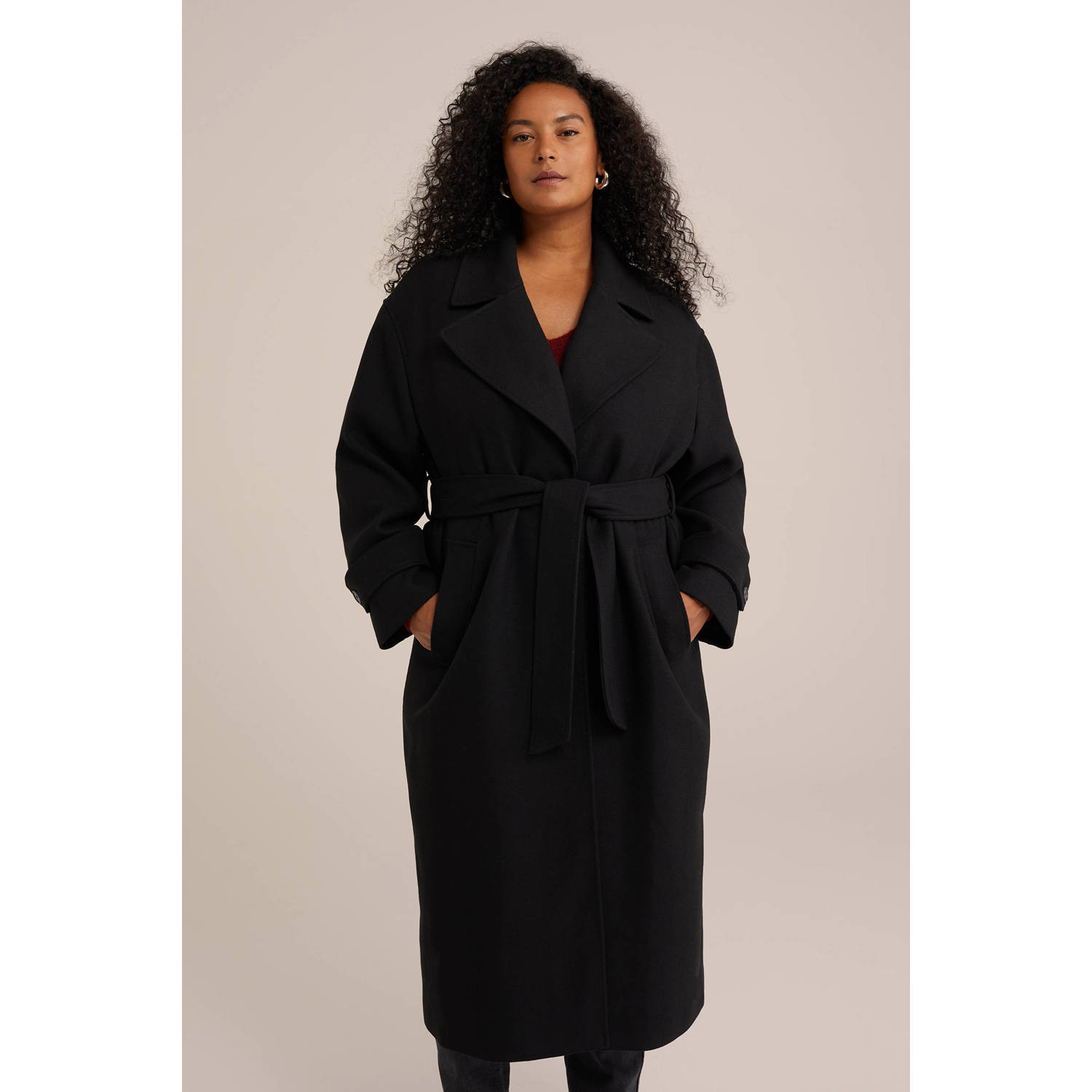 WE Fashion Curve manteljas zwart
