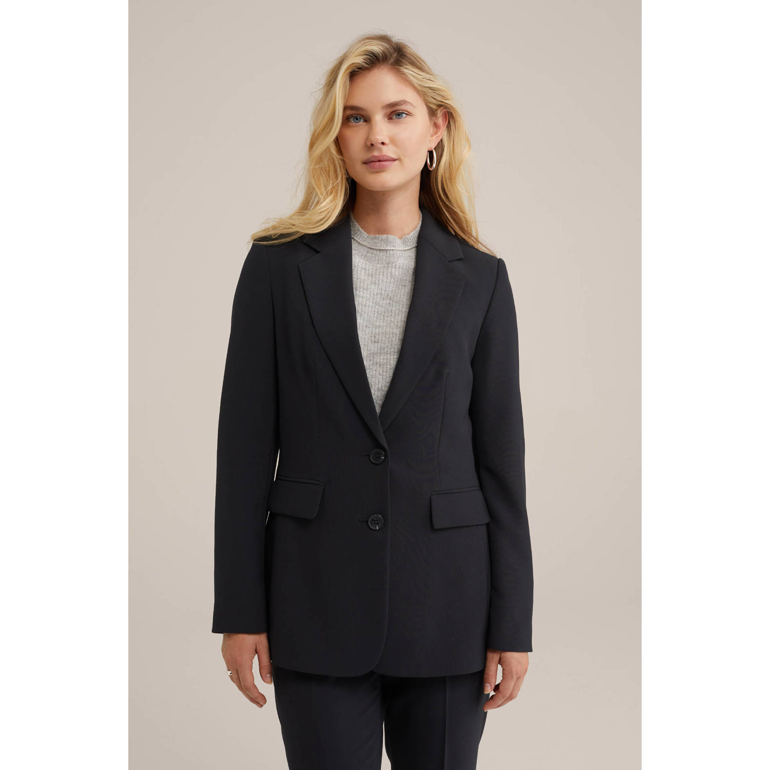 WE Fashion rechtvallende blazer zwart