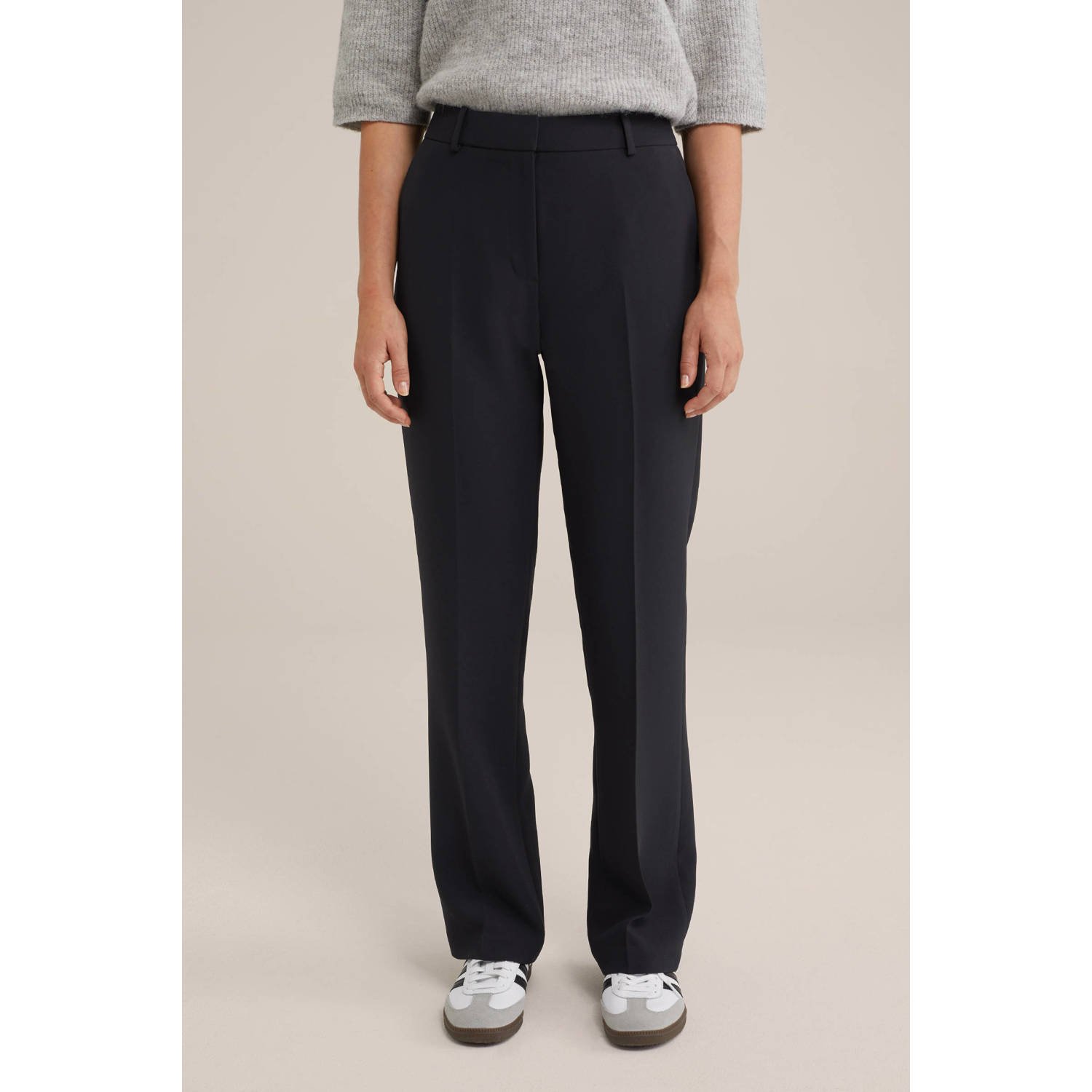 WE Fashion straight fit pantalon zwart