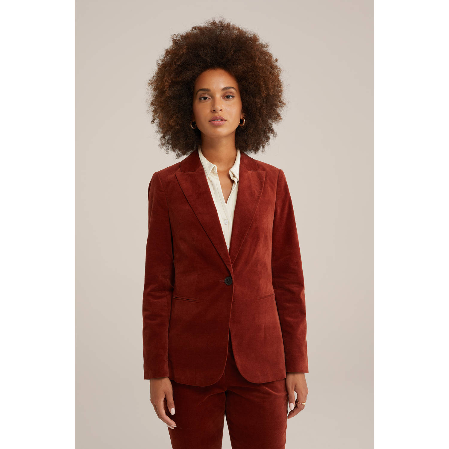 WE Fashion velours rechtvallende blazer donkerrood