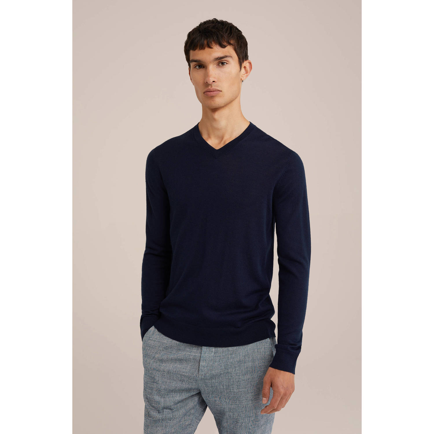 WE Fashion WE Fundamentals wol gebreide trui donkerblauw