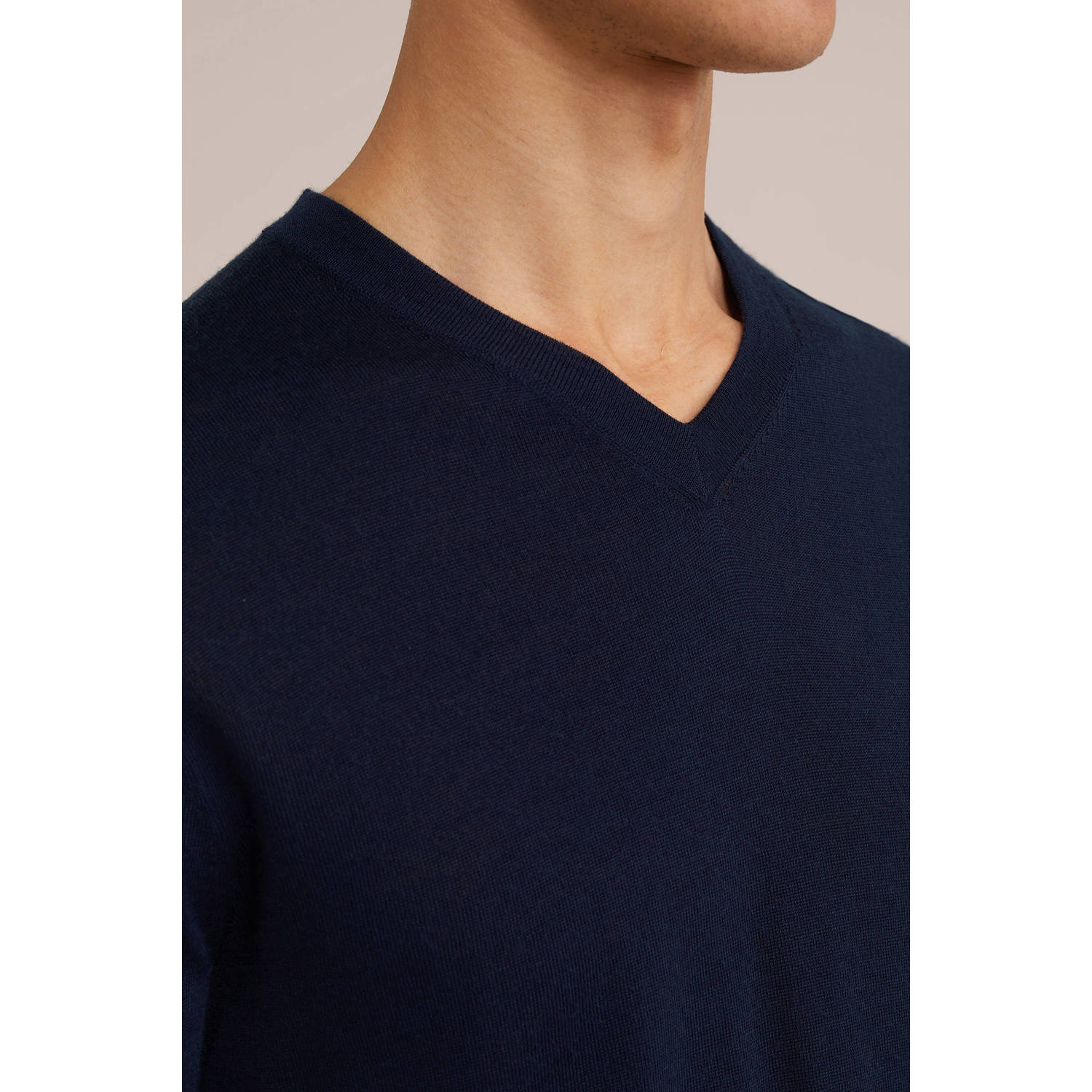 WE Fashion WE Fundamentals wol gebreide trui donkerblauw