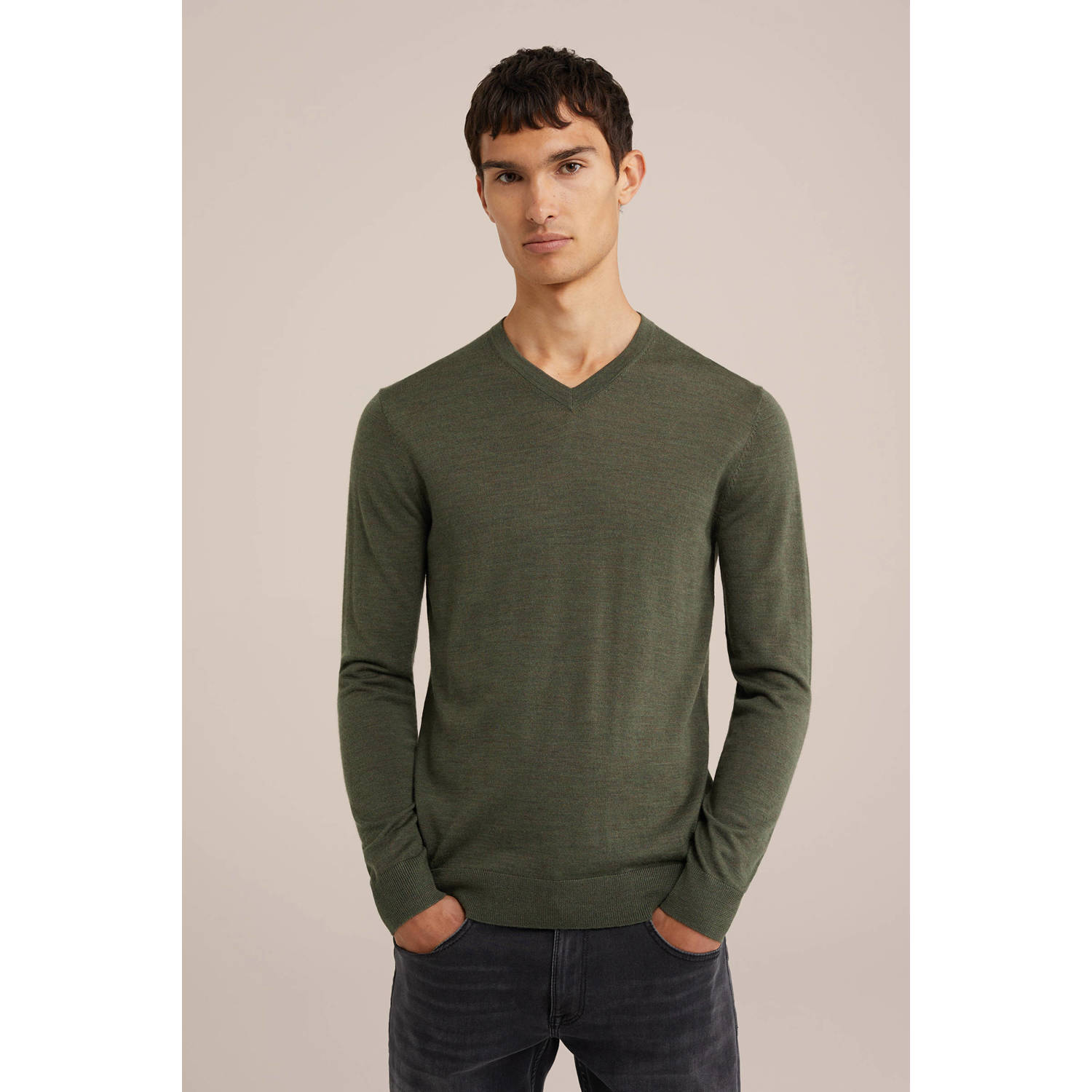 WE Fashion WE Fundamentals wol gebreide trui groen