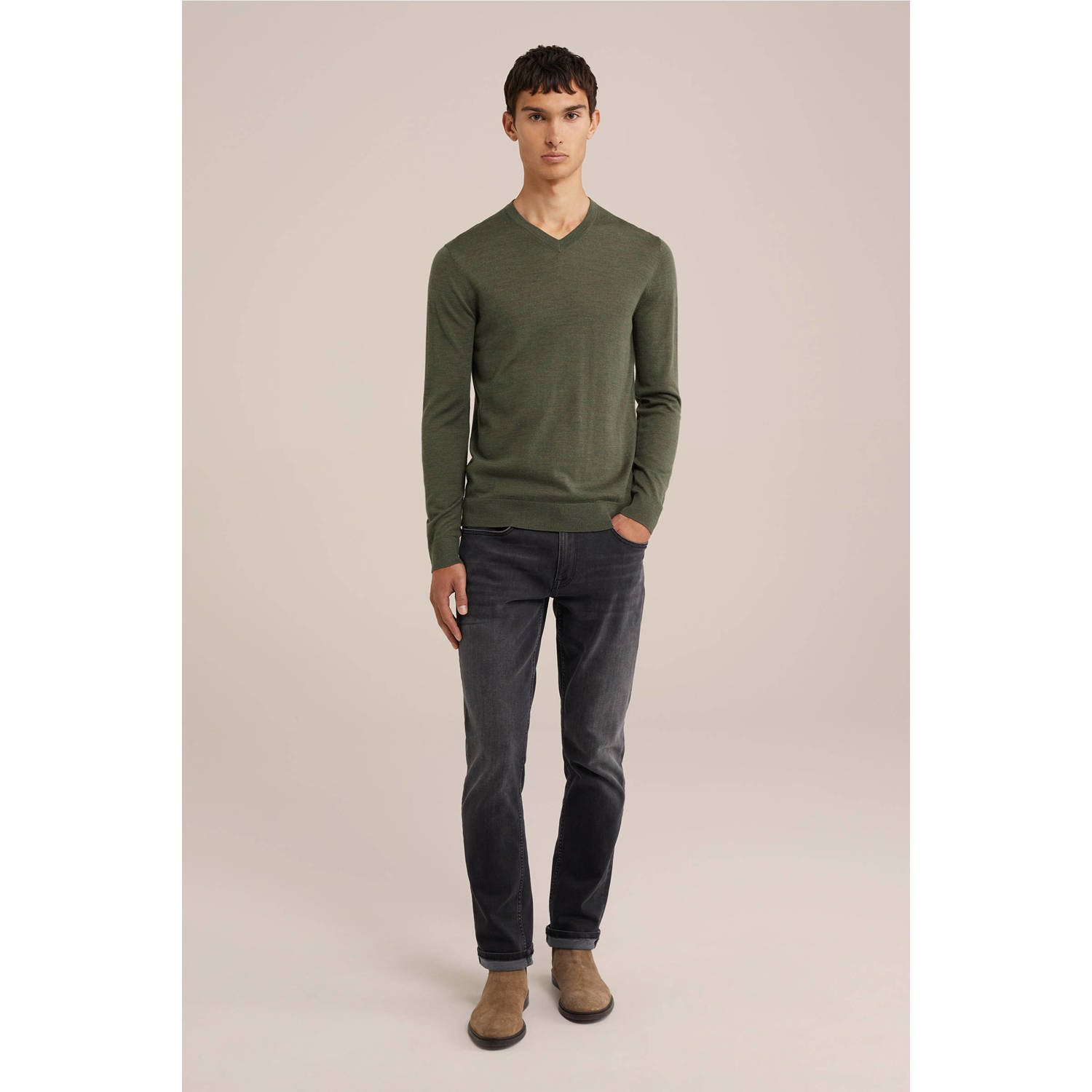 WE Fashion WE Fundamentals wol gebreide trui groen