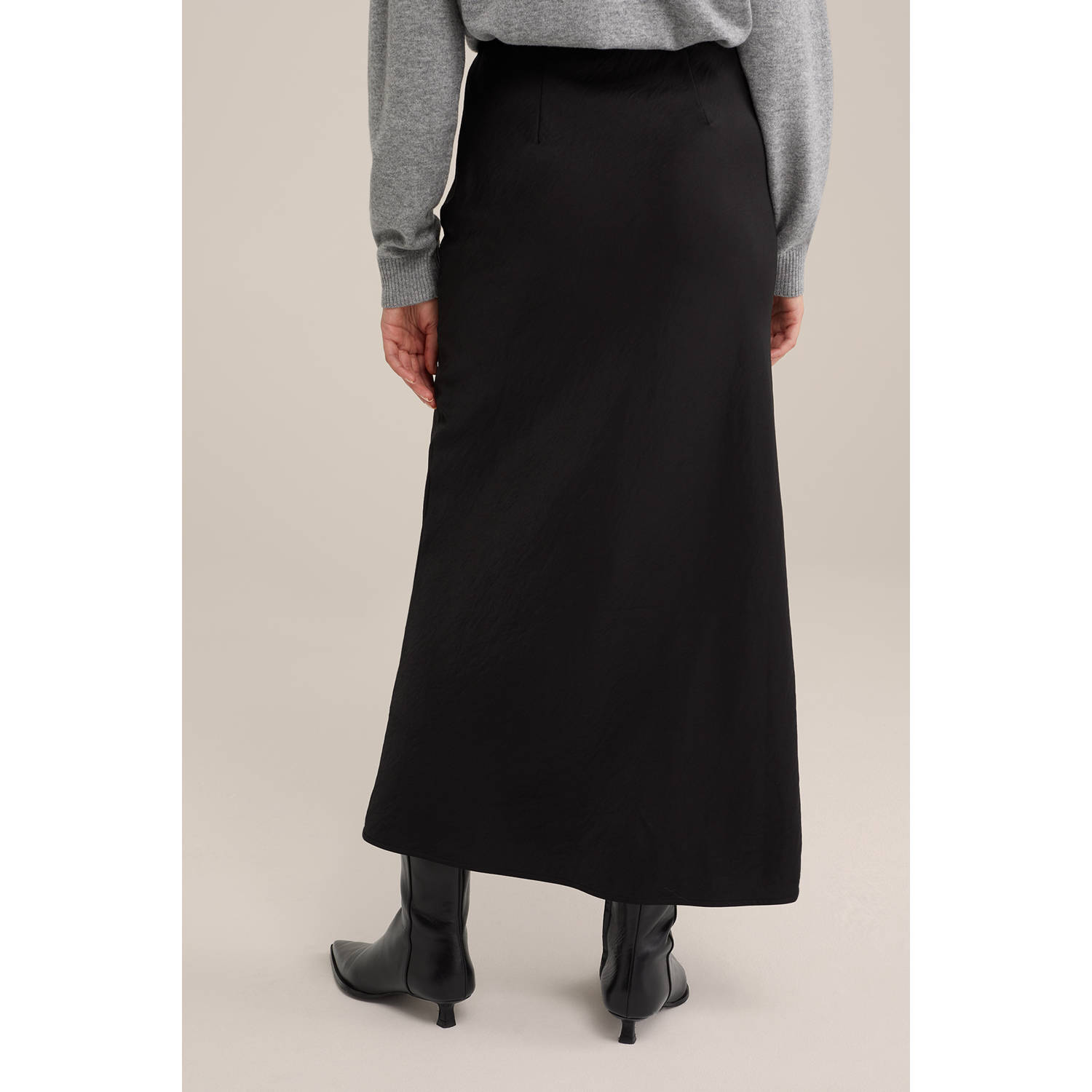 WE Fashion WE STUDIO satijn maxi rok zwart