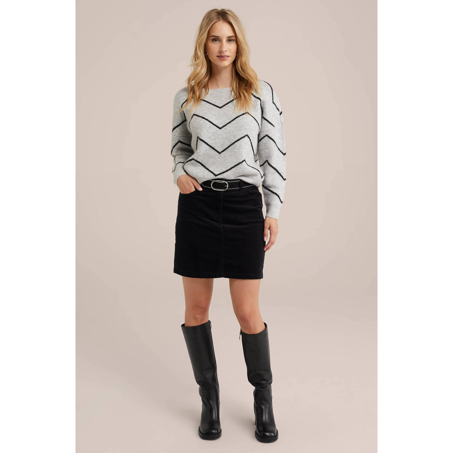 WE Fashion corduroy korte rok zwart
