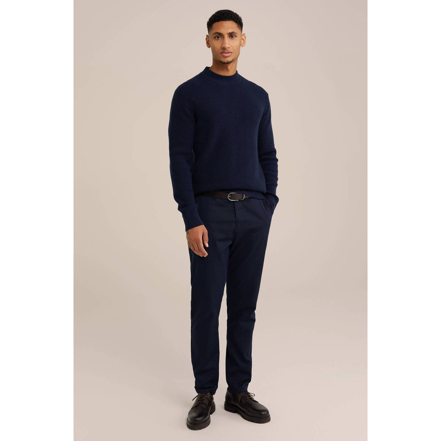 Van Gils wollen gebreide trui donkerblauw