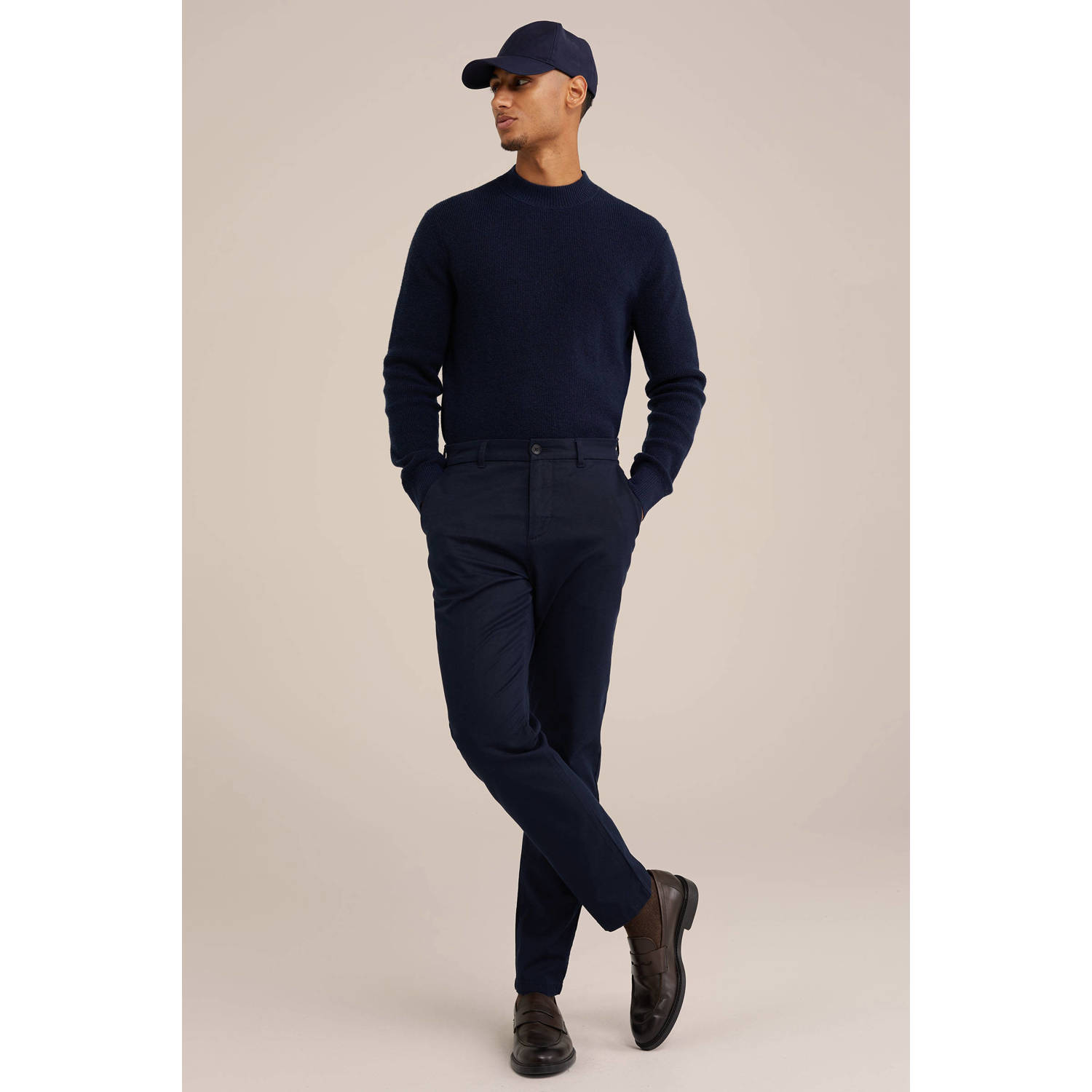 Van Gils wollen gebreide trui donkerblauw