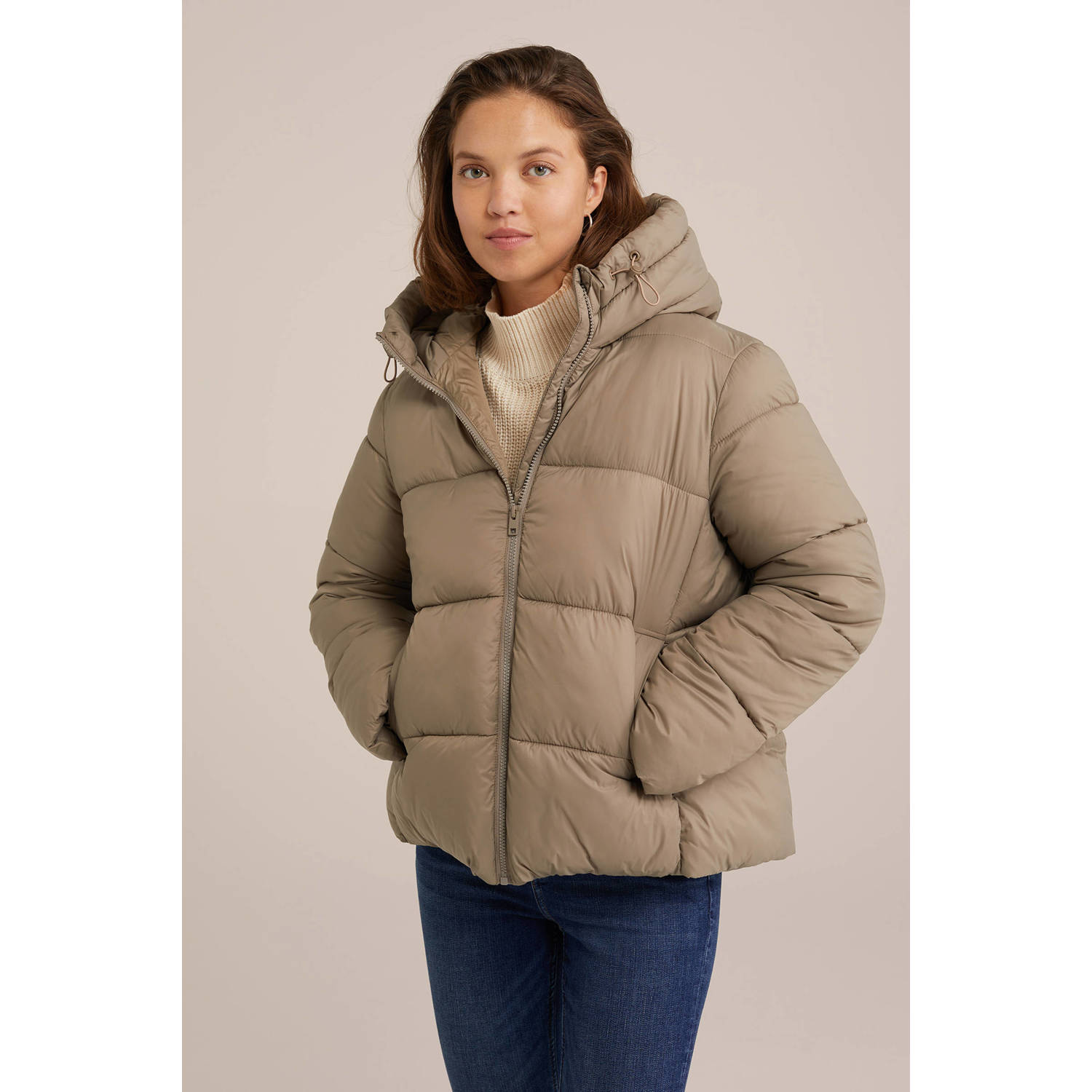 WE Fashion gewatteerde tussenjas beige
