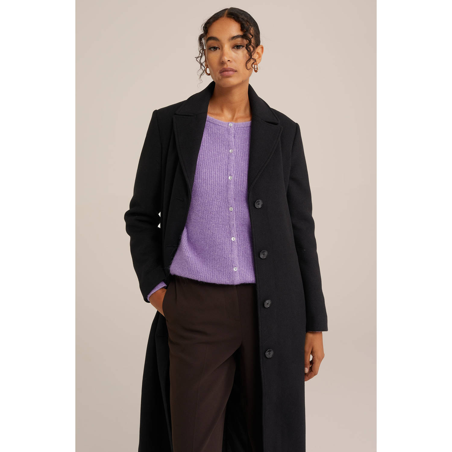 WE Fashion jas met wol zwart