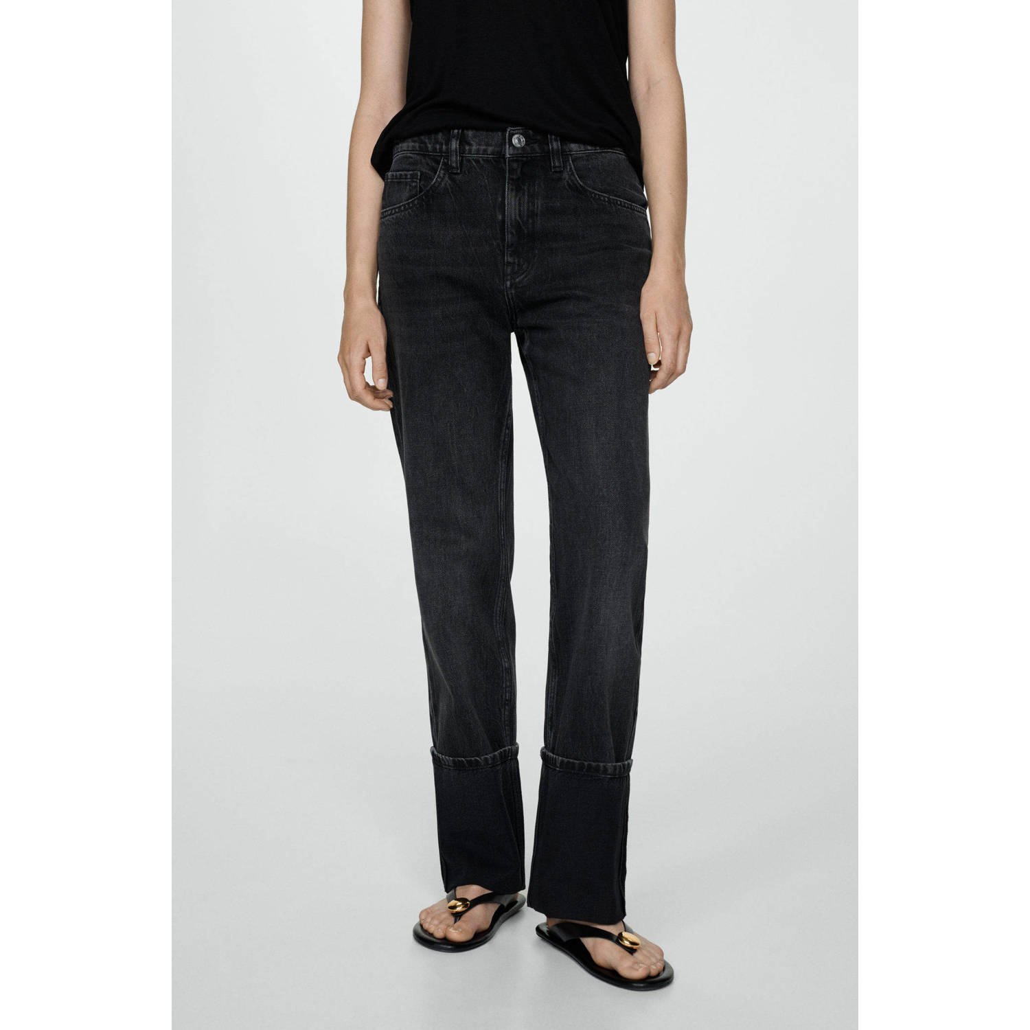 Mango straight leg jeans black denim