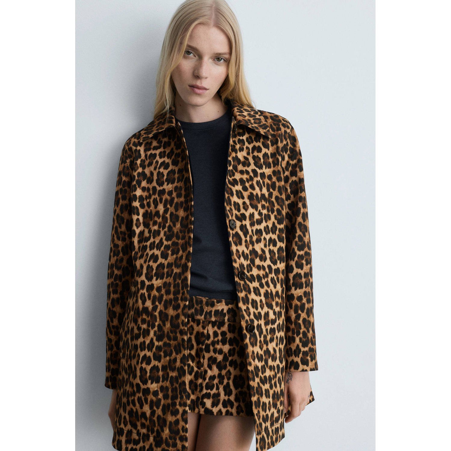 Mango jasje met panterprint bruin zwart
