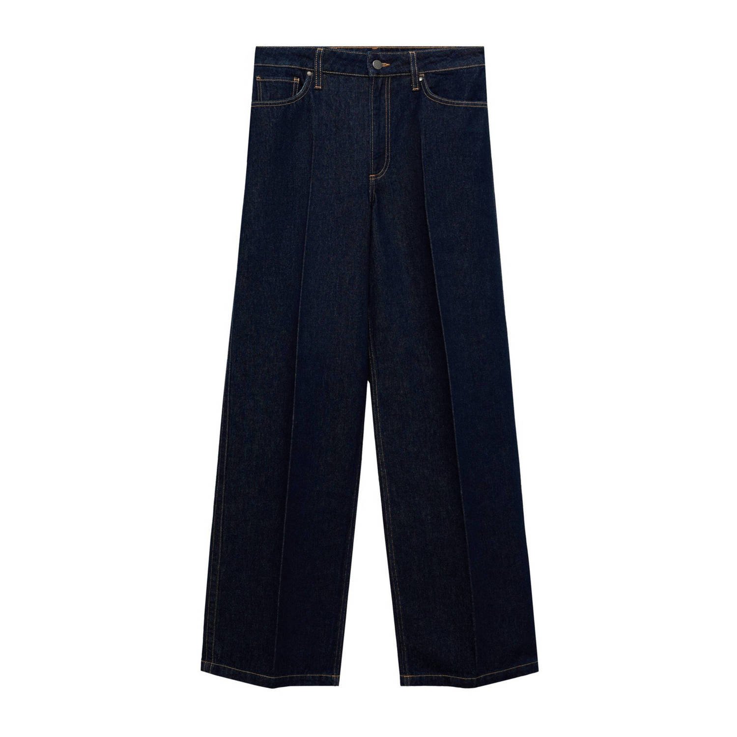 Mango high waist straight leg jeans dark blue denim