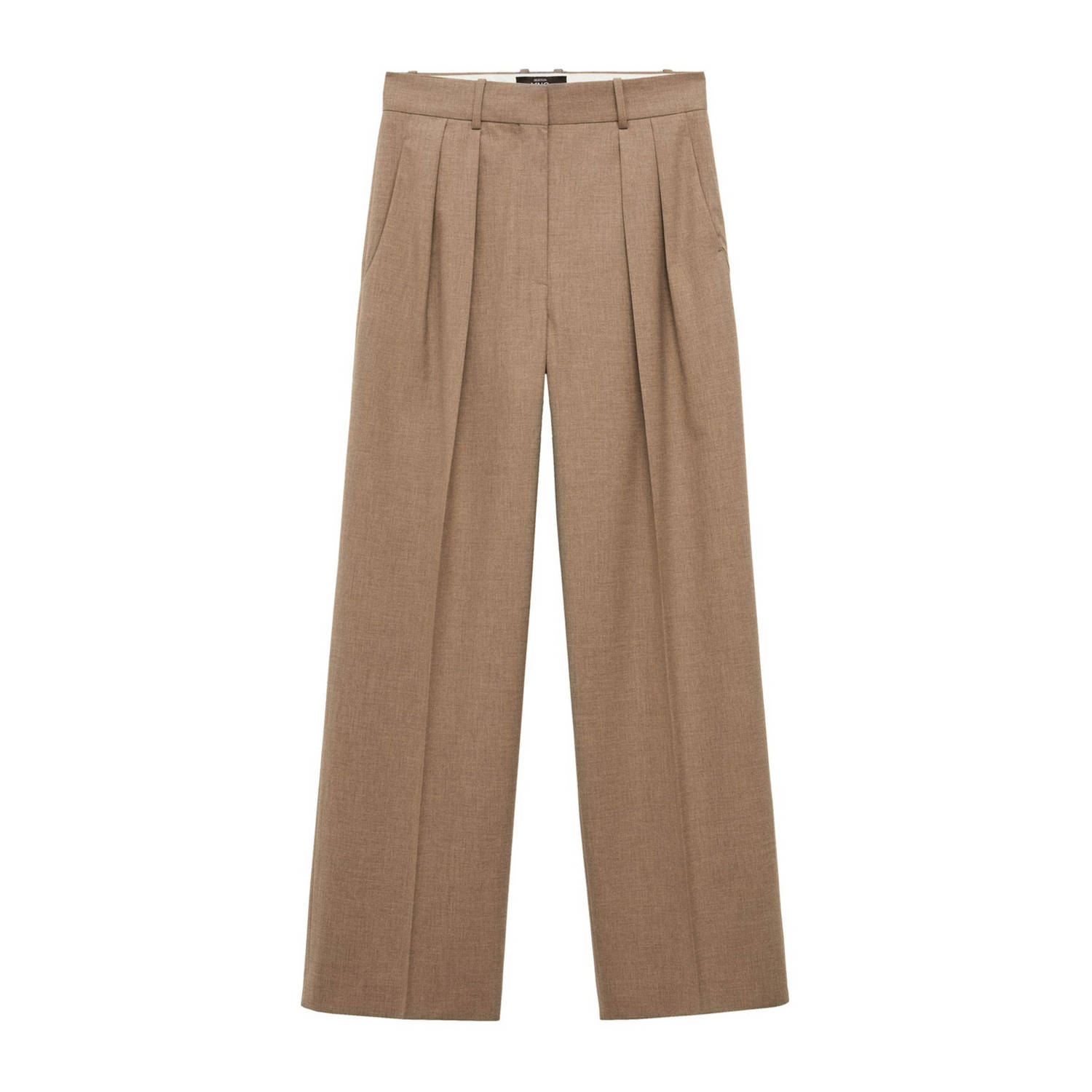 Mango wide leg pantalon met wol bruin