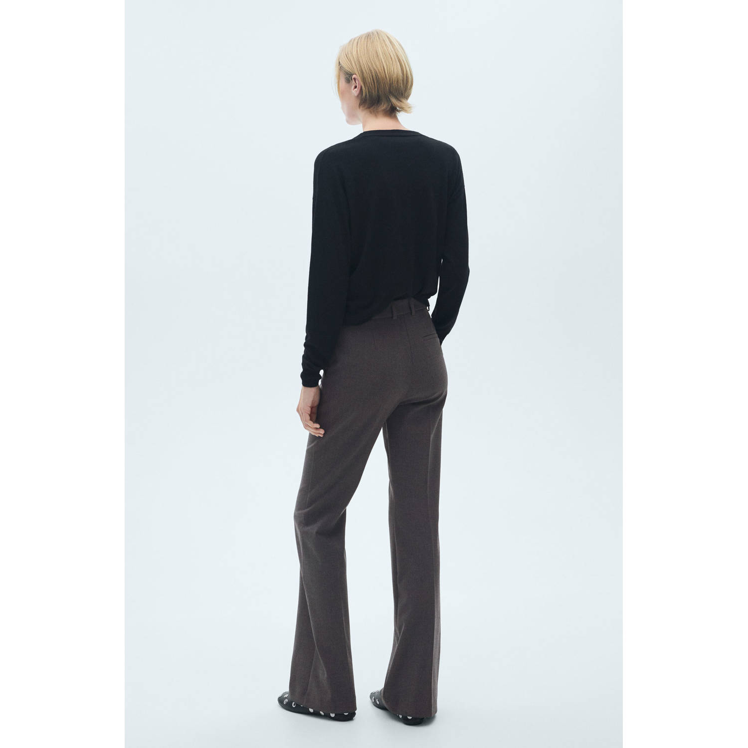 Mango flared fit pantalon grijs