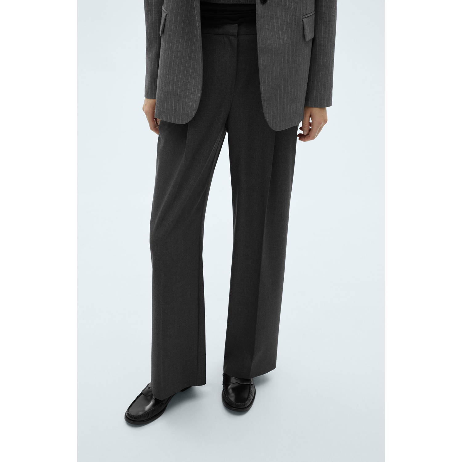 Mango wide leg broek antraciet