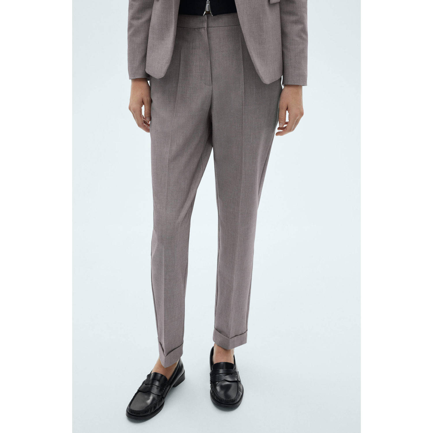 Mango straight fit broek grijs